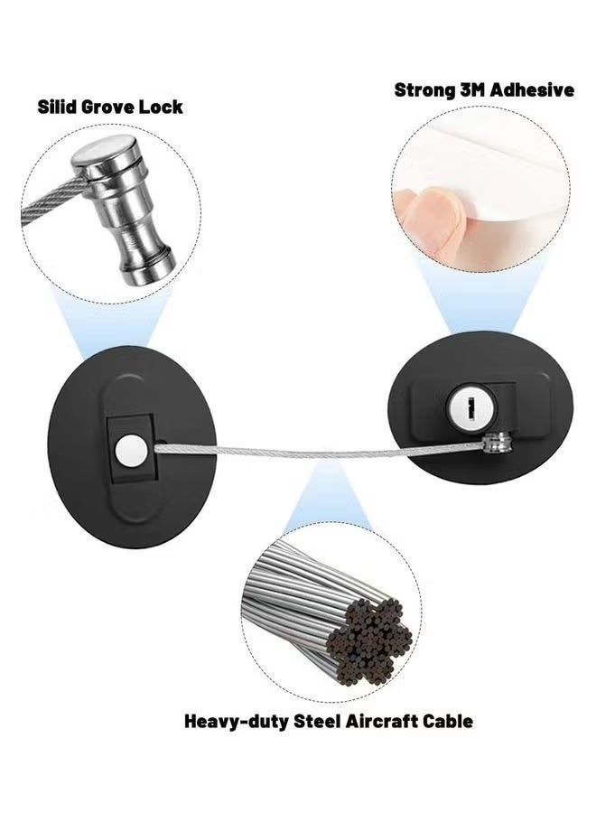 2-Piece Fridge Freezer Door Lock With 2 Keys Black - Image 3